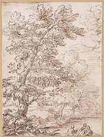 K V 086
<br/>
Rivieroever met twee zittende mannen
<br/>
<em>Onofri, Crescenzio (1634-1714) - omgeving van</em>